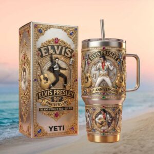 Elvis Presley 91st Anniversary “King of Rock 'n' Roll” 3D Luxury Tumbler