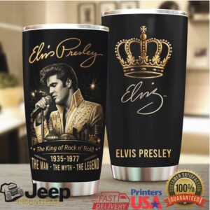 Elvis Presley The King of Rock n' Roll Gold Crown Tribute Tumbler