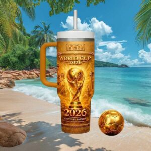 FIFA World Tumbler 2026 United By Passion Gold Insulated Tumbler with Handle
