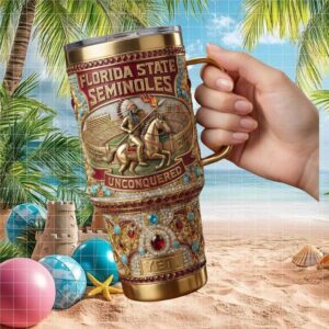 FSU Seminoles Custom Gold & Turquoise Embellished Travel Tumbler