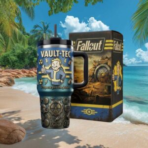 Fallout Vault Tec Vault Boy 3D Embossed 40oz Tumbler with Handle