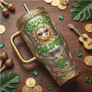 Feid Ferxxo Calipsis 40oz Tumbler Latin Urban Artist Limited Edition Green & Gold Tumbler