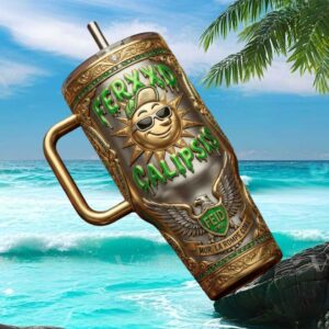 Feid Ferxxocalipsis 3D Green Chrome Latin Artist 40oz Tumbler