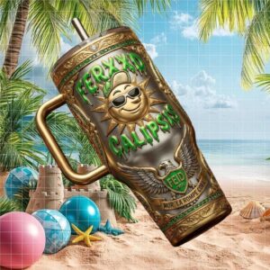 Feid Ferxxocalipsis 3D Green Chrome Latin Artist 40oz Tumbler