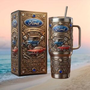 Ford Motor Company 123rd Anniversary 1903 2026 3D Embossed 40oz Tumbler with Handle