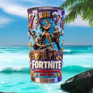 Fortnite 10th Anniversary 2017 2027 Custom Name 3D Tumbler