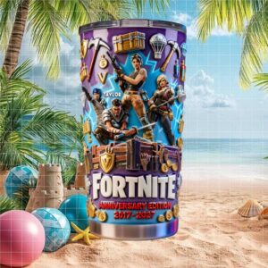 Fortnite 10th Anniversary 2017 2027 Custom Name 3D Tumbler