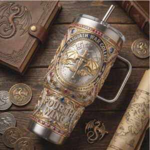 Fourth Wing Basgiath War College Dragon 3D Metal Effect Commemorative Tumbler
