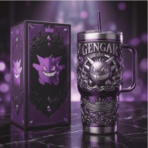 Gengar “Master of Shadows” Purple Gothic Pokemon 40oz Tumbler