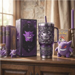 Gengar “Master of Shadows” Purple Gothic Pokemon 40oz Tumbler