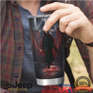 Ghostface Blood Splatter Scream Movie Series Evolution Stainless Steel Tumbler
