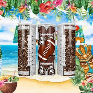 Glitter Football Mom Brown and White Leopard Print Tumbler Wrap