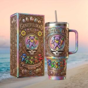 Grateful Dead Hoppy Easter Hippies 3D Dancing Bears Tie Dye Style 40oz Tumbler