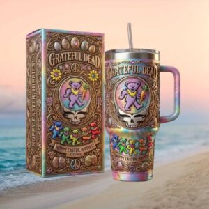 Grateful Dead “Hoppy Easter Hippies” Dancing Bears Psychedelic Tumbler