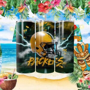 Green Bay Football Helmet Lightning Graphic Tumbler Design