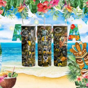 Green Bay Packers Football Player Collage Tumbler Wrap G Logo Design