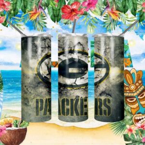 Green Bay Packers Vintage Distressed Stone Texture Skinny Tumbler