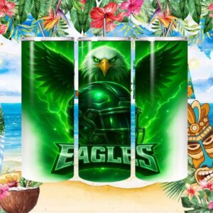 Green Lightning Eagle Football Helmet 20oz Tumbler Wrap