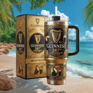 Guinness 267th Anniversary Limited Edition 40oz Tumbler GoldBlack Stout Hearted