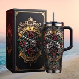 Guns N' Roses “Live Loud Forever” Vintage Rock 3D Embossed Tumbler