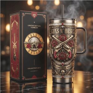 Guns N' Roses “Welcome to the Jungle” 3D Floral & Pistol 40oz Tumbler
