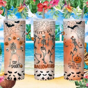 Halloweird Dancing Skeletons Stay Spooky Halloween Tumbler Wrap