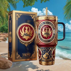 Hank Williams Country Music Legend Commemorative 40oz Tumbler Gold & Navy