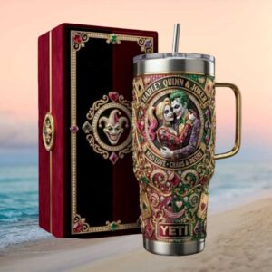 Harley Quinn & Joker “Mad Love” Jewel Encrusted Design 40oz Tumbler
