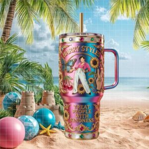 Harry Styles “Treat People With Kindness” Iridescent Jewel Encrusted Tumbler
