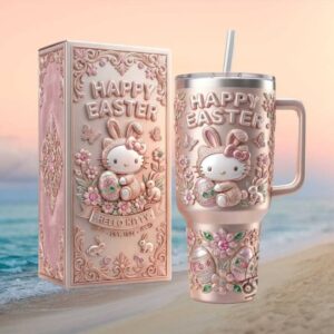 Hello Kitty Happy Easter Pink Filigree Luxury Embossed Tumbler