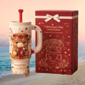 Highland Cow Love Series Valentine's Day Limited Edition 40oz Pink Tumbler