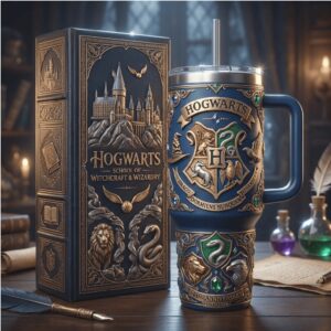 Hogwarts School of Witchcraft & Wizardry 3D Sculpted Tumbler Blue & Gold Edition