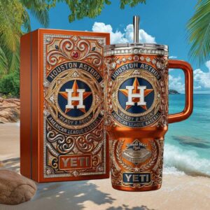 Houston Astros “Ready 2 Reign” Orange Gold Embossed 40oz Tumbler