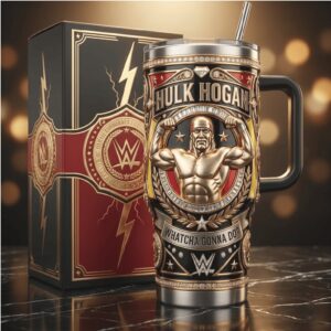 Hulk Hogan “Whatcha Gonna Do” WWE Legend 3D Gold Embossed Tumbler