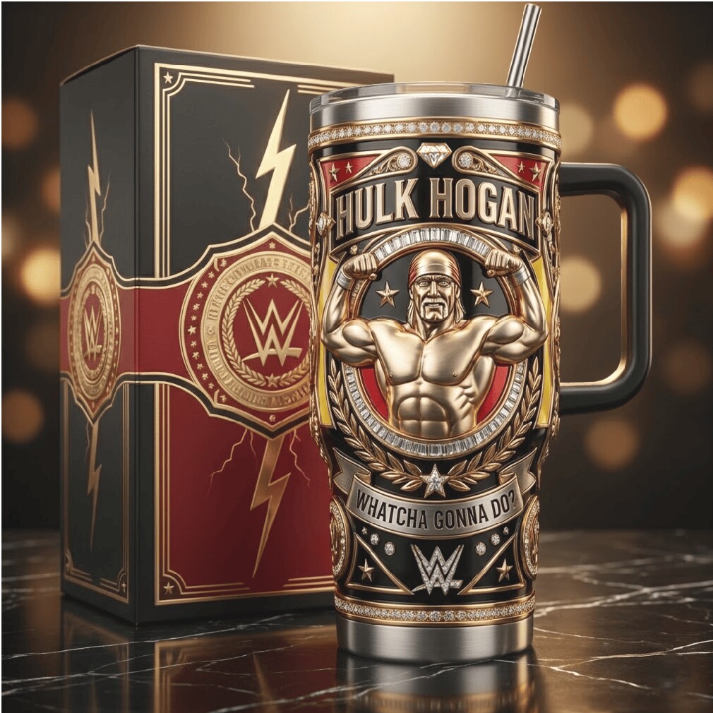 Hulk Hogan “Whatcha Gonna Do” WWE Legend 3D Gold Embossed Tumbler Hulk Hogan “Whatcha Gonna Do” WWE Legend 3D Gold Embossed Tumbler