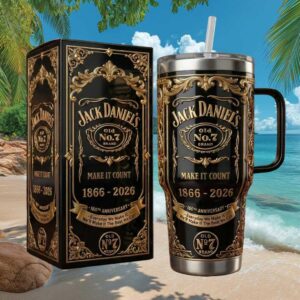 Jack Daniel’s Old No. 7 160th Anniversary Gold Filigree Black 40oz Tumbler