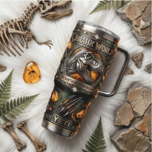 Jurassic World T Rex “Rebirth of Dominion” 40oz Tumbler 3D Dinosaur Fossil Tumbler
