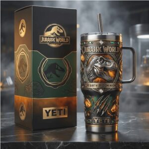 Jurassic World T Rex “Rebirth of Dominion” 40oz Tumbler 3D Dinosaur Fossil Tumbler