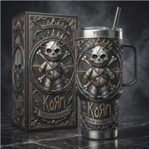 KoRn “Pain is Truth” Gothic Voodoo Doll Embossed 40oz Tumbler