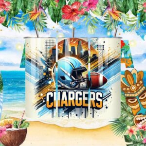 LA Chargers Football Helmet City Skyline Tumbler Design