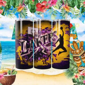LA Lakers Basketball Slam Dunk Brick Wall Tumbler Wrap