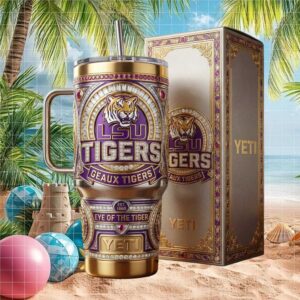 LSU Tigers Geaux Tigers Diamond Encrusted 40oz Tumbler with Handle