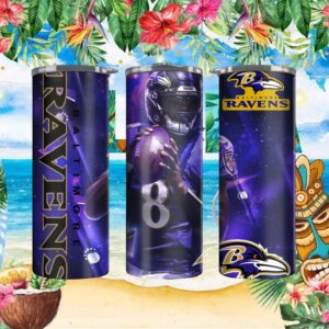 Lamar Jackson Baltimore Ravens #8 Purple Galaxy NFL Tumbler Wrap