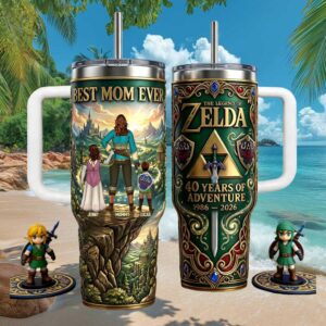 Legend of Zelda 40th Anniversary Best Mom Ever Custom Tumbler with Handle