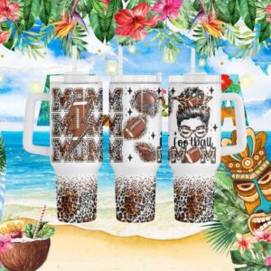 Leopard Print Football Mom 40oz Tumbler Sublimation Wrap