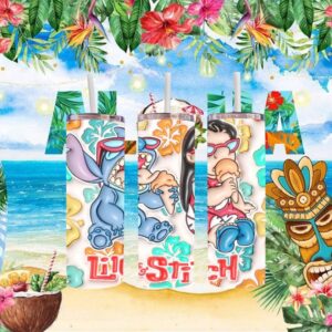 Lilo and Stitch Summer Ice Cream Tropical Floral Tumbler Wrap
