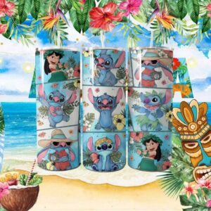 Lilo and Stitch Summer Luau Pattern Tumbler Sublimation