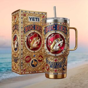 Limited Edition Buc ee's Gold Filigree 40oz Tumbler Beaver Fever Collector's Set