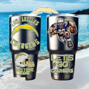 Los Angeles Chargers Custom Name Football Fan 30oz Tumbler