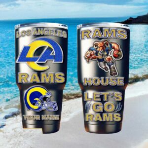 Los Angeles Rams Custom Name Tumbler, Personalized NFL Let's Go Rams Fan Cup
